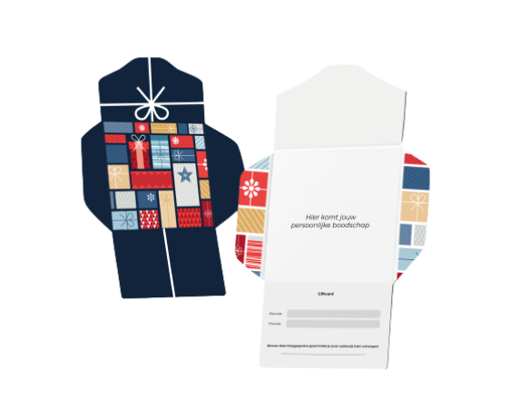 Feestelijke cadeaubox met kerstkaart