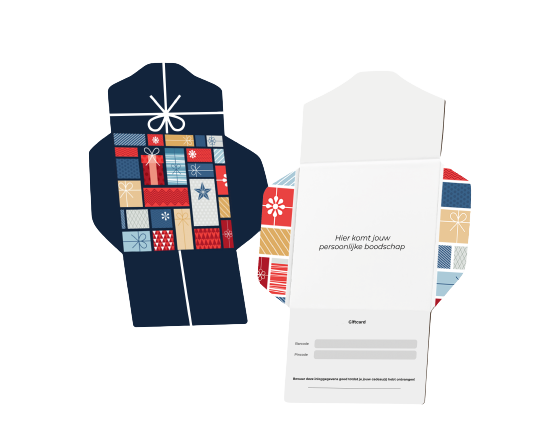 Feestelijke cadeaubox met kerstkaart